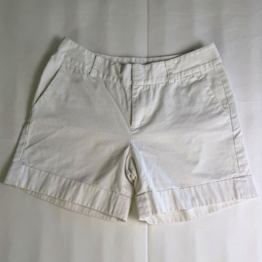 Lauren Ralph Lauren Womens White Chino Shorts 6P Twill Cotton Pockets Flat Front